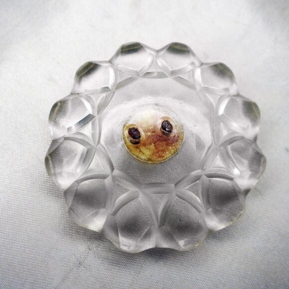 Big Vintage Carved Lucite Piece to Recycle or Upcycle _ Clear Mandala - Picture 5 of 12